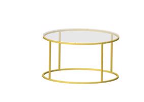 Üveg dohányzóasztal, arany színű, fém kerettel - EVRY - Butopêa